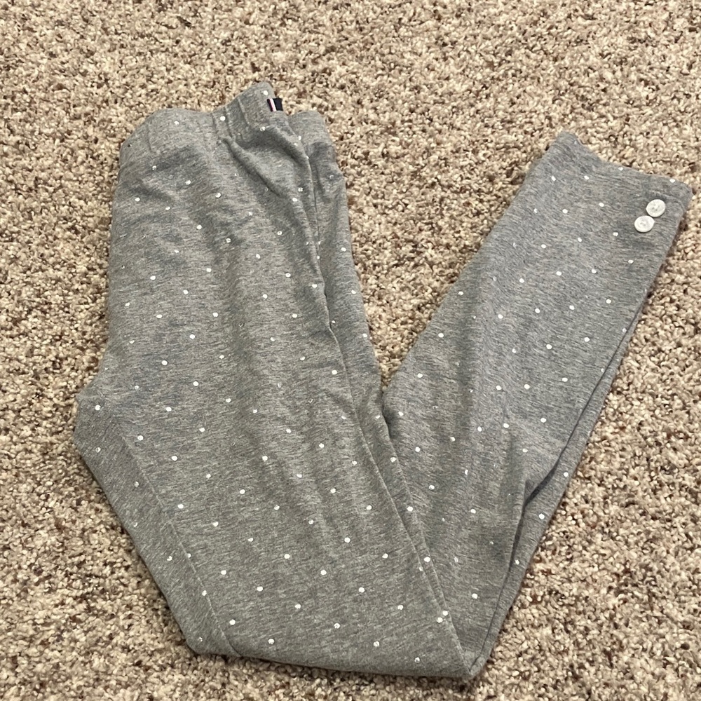 Tommy Hilfiger Gray Polka Dot Kids Leggings Size Large (12/14)